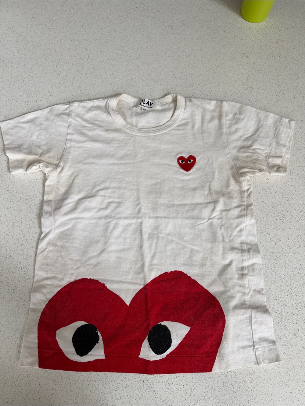 PLAY White Short-Sleeve Tee with Red Heart Motif